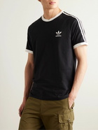 adidas Originals - Striped Logo-Embroidered Cotton-Jersey T-Shirt - Black