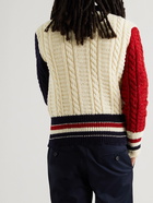 Thom Browne - Colour-Block Cable-Knitted Wool and Mohair-Blend Sweater - White