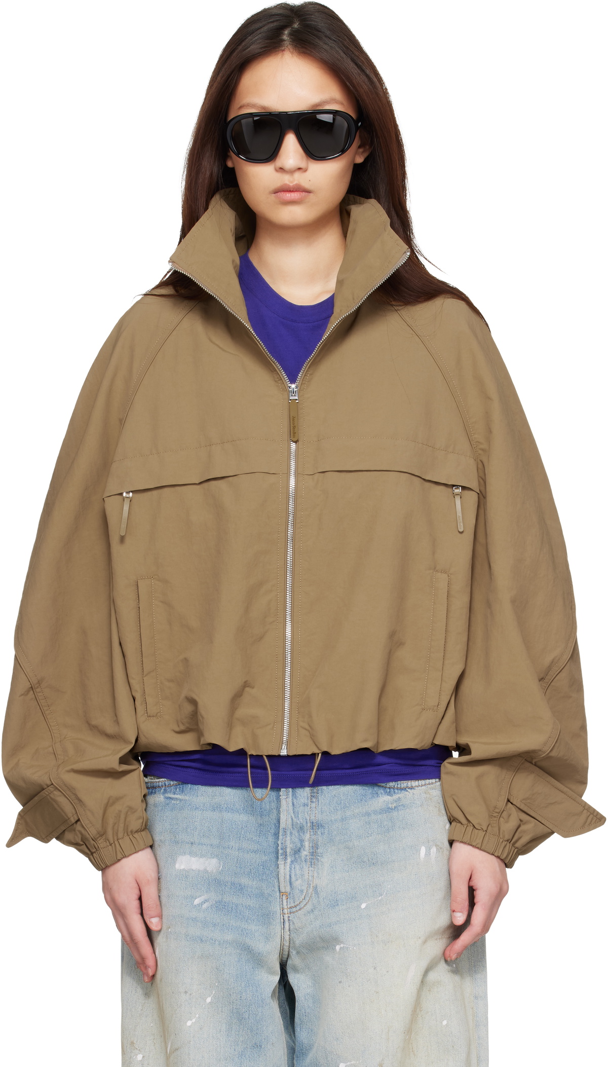 Acne Studios Tan Nylon Logo Jacket