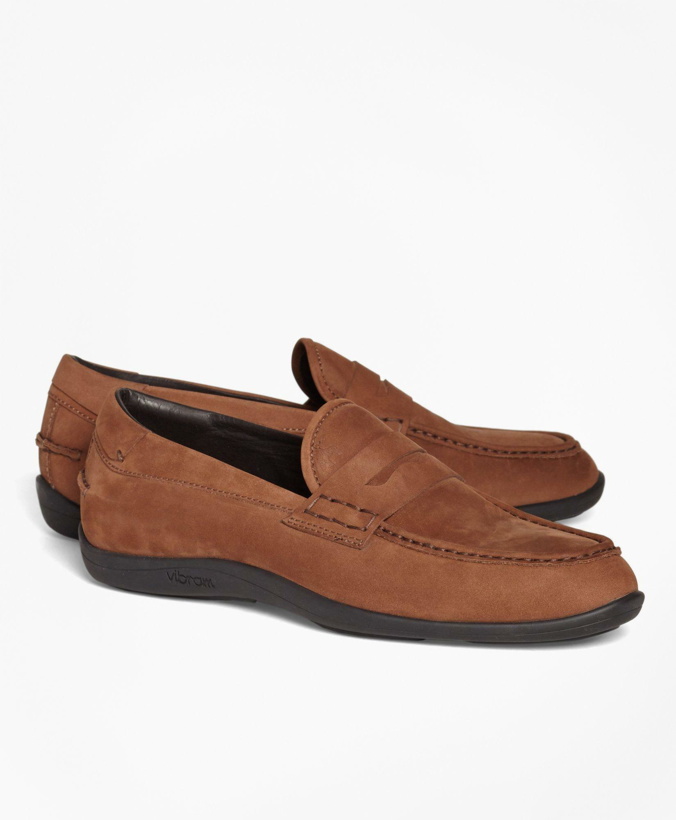 Photo: Brooks Brothers Men's 1818 Footwear Suede Penny Moccasins Shoes | Copper