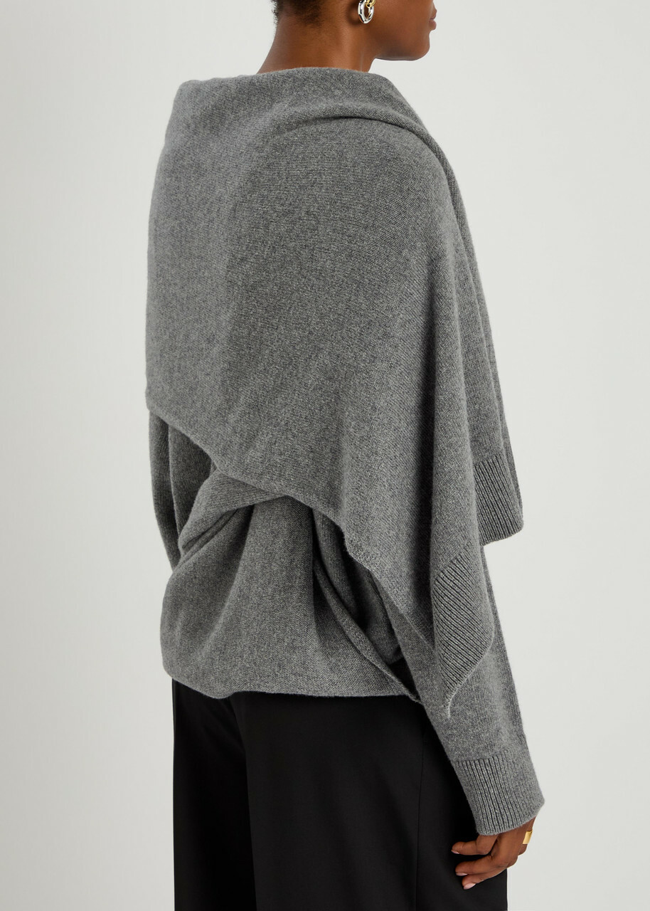 Armarium Alida Scarf-effect Wool and Cashmere-blend Jumper Grey