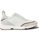 Loro Piana - Modular Walk Leather-Trimmed Canvas and Suede Sneakers - White