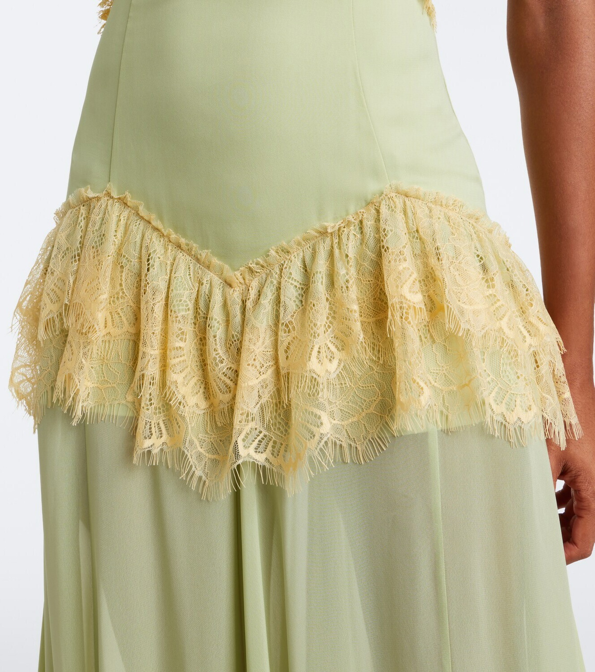 De La Vali Estela lace-trimmed georgette maxi dress