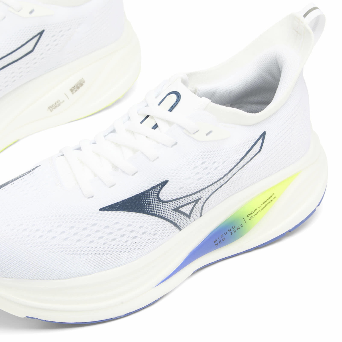 Mizuno Men's Running Neo Zen 2 Sneaker in White/Estate Blue/Lightning Yellow