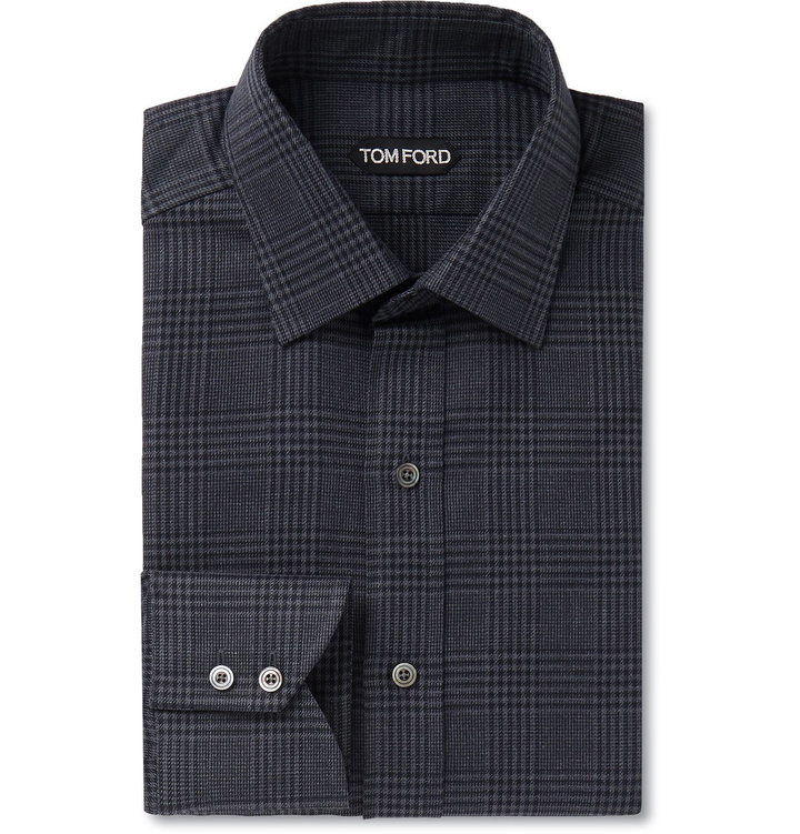 Photo: TOM FORD - Grey Prince of Wales Checked Cotton Shirt - Gray