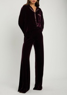 Forte_forte Satin-trim Velvet Shirt Burgundy