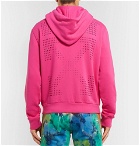 Off-White - Embellished Loopback Cotton-Jersey Zip-Up Hoodie - Men - Bright pink