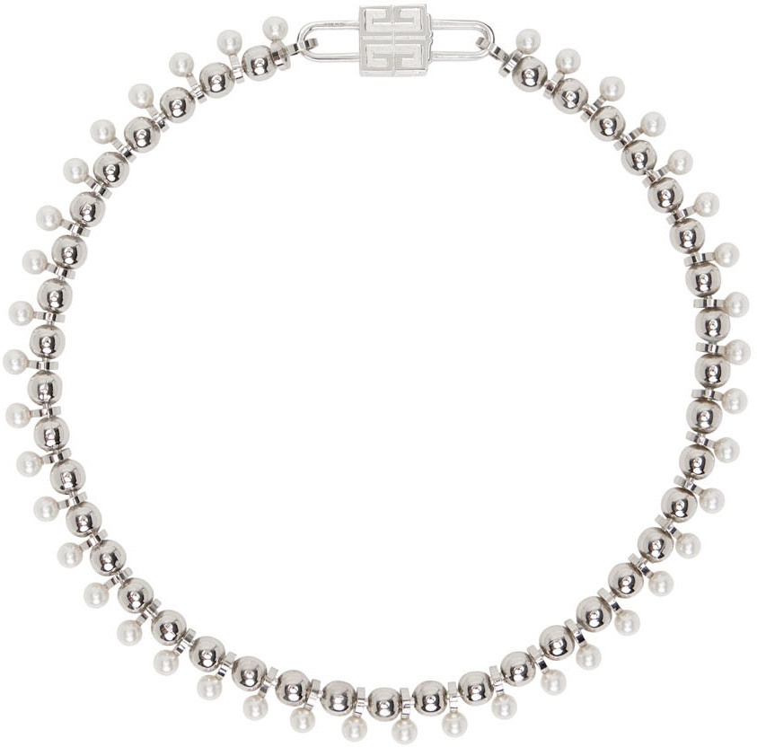 Givenchy Silver 4G Pearl Necklace Givenchy