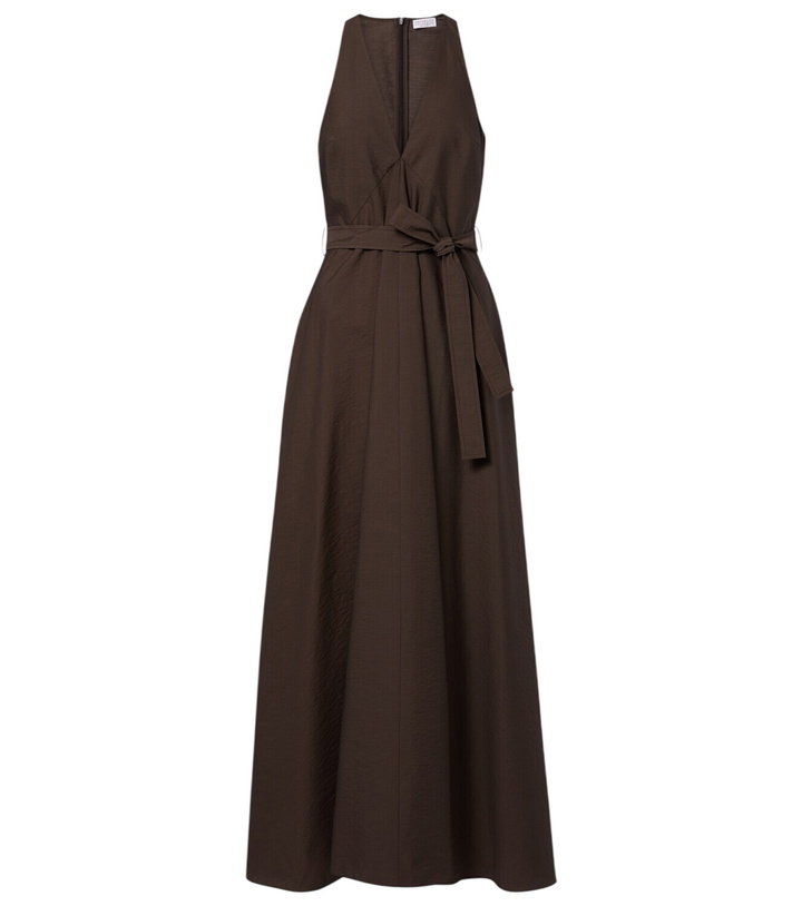 Photo: Brunello Cucinelli Belted cotton-blend maxi dress