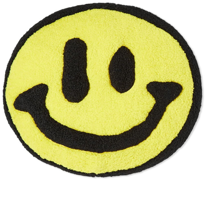 Photo: MARKET Men's Smiley Collage Chenille Pillow in Yellow