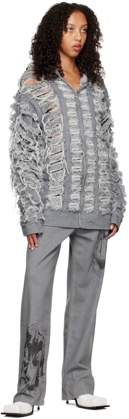 Sia Arnika Gray Ripped Denim Jacket
