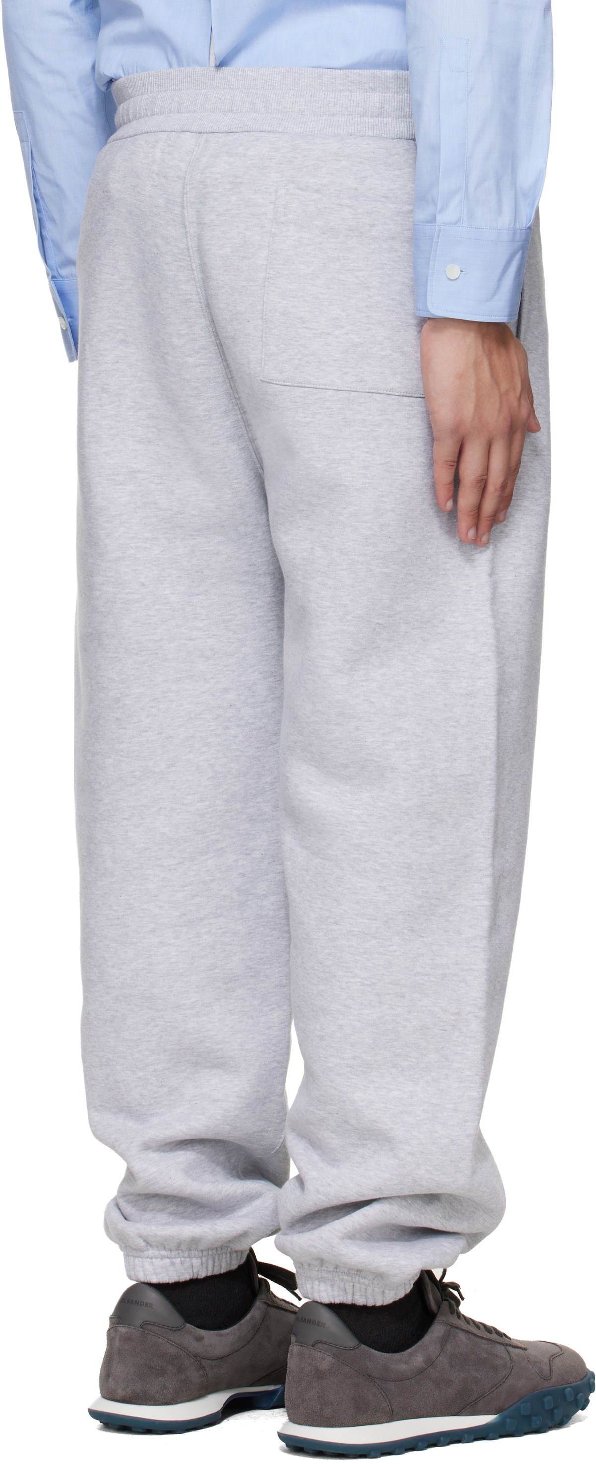 Jil Sander Gray Embroidered Logo Fleece Sweatpants