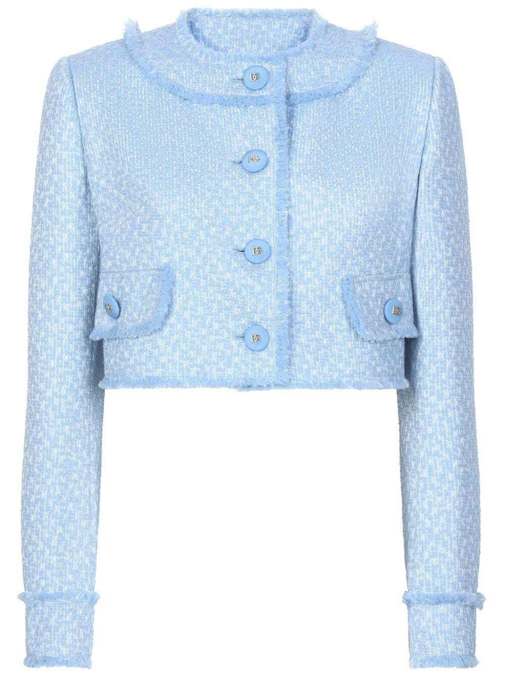 Dolce & Gabbana Beige Cotton Button Up Fitted Cropped Jacket main image 1