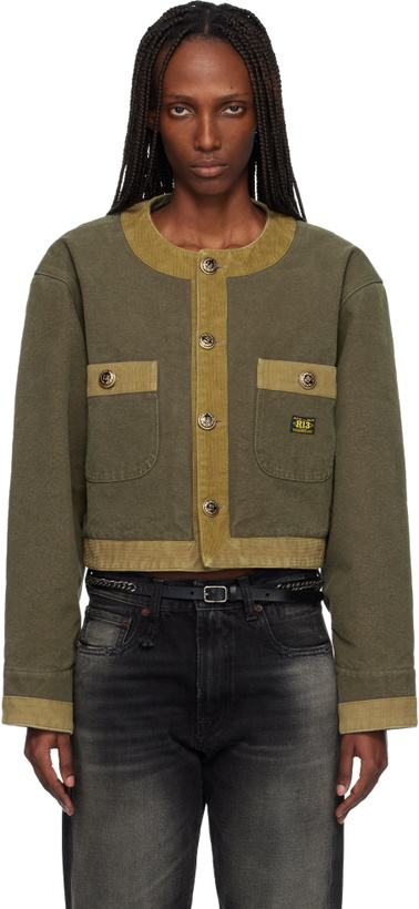 Photo: R13 Khaki Cord Trimmed Cropped Chore Jacket