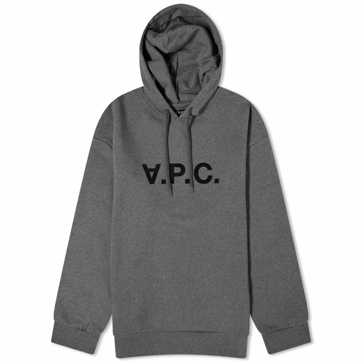 Photo: A.P.C. Men's Milo VPC Logo Hoodie in Heathered Grey