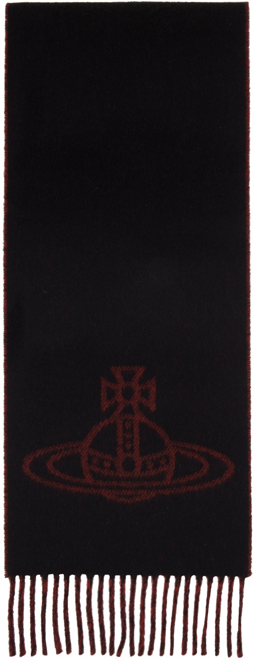 Vivienne Westwood Red & Black Double Face Single Orb Scarf