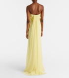 McQueen Draped chiffon bustier gown