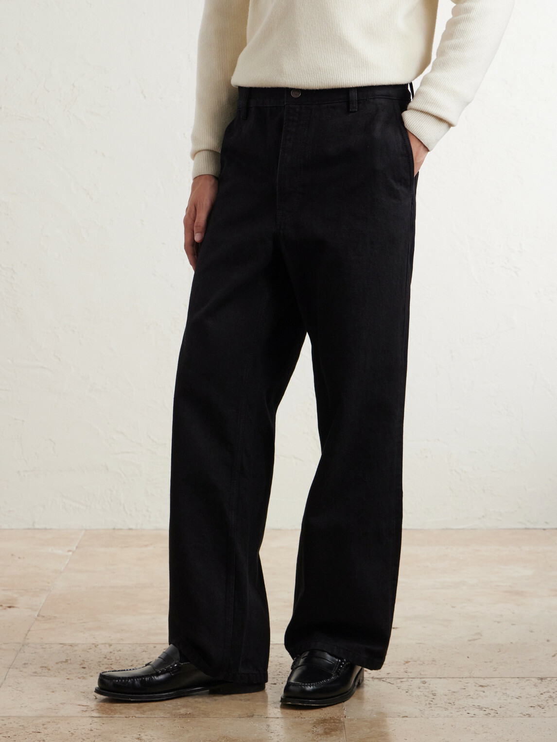 Jeanerica - Genua Straight-Leg Cotton-Blend Chino Trousers - Black