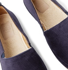 Mulo - Shearling-Lined Waxed-Suede Slippers - Blue