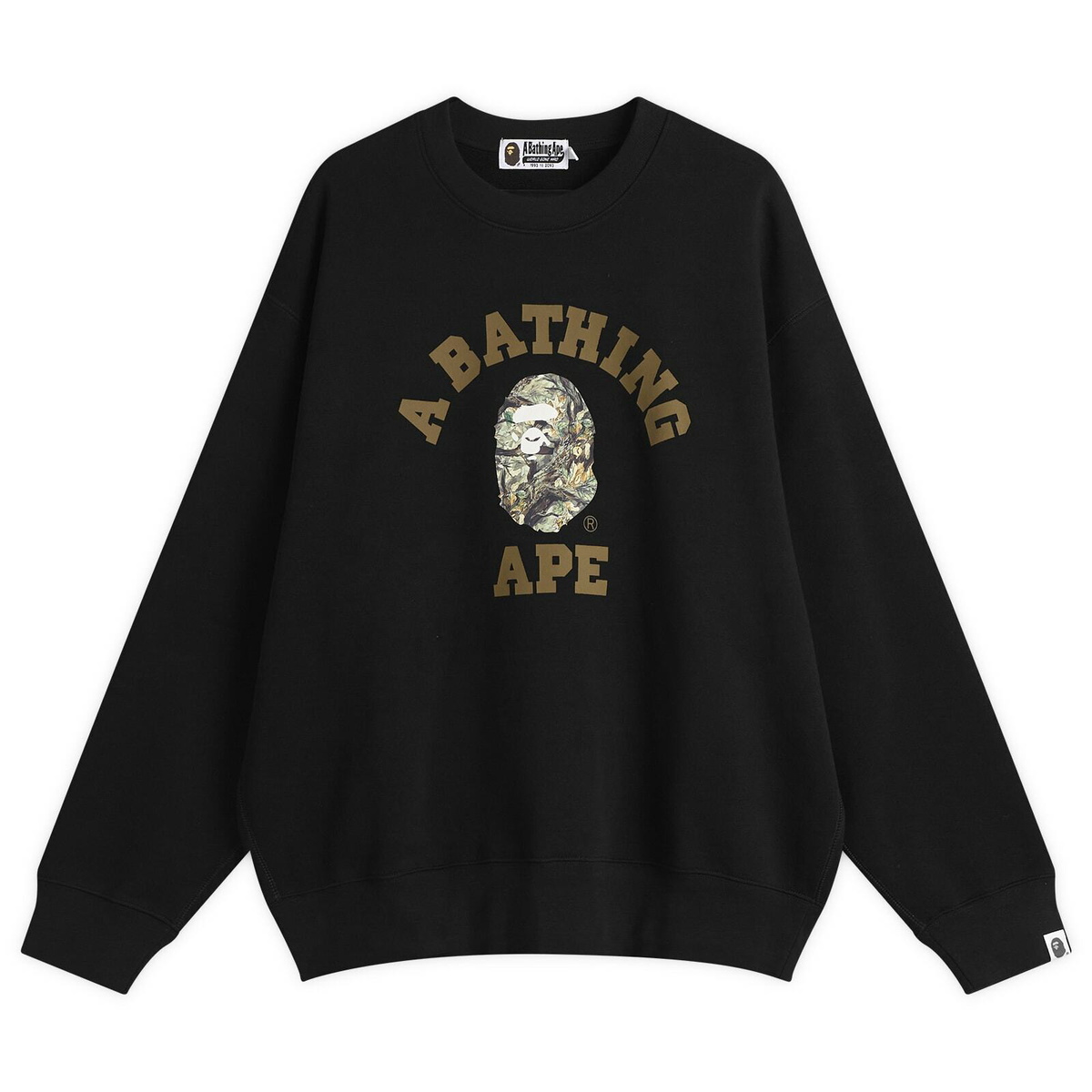 A Bathing Ape Men's Tree Edge Camo College Sweatshirt in Black