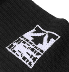 Off-White - Ribbed Logo-Intarsia Stretch Cotton-Blend Socks - Black
