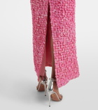 Là Fuori Floral sequined silk gown