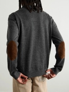 Maison Margiela - Suede-Trimmed Wool Polo Sweatshirt - Gray
