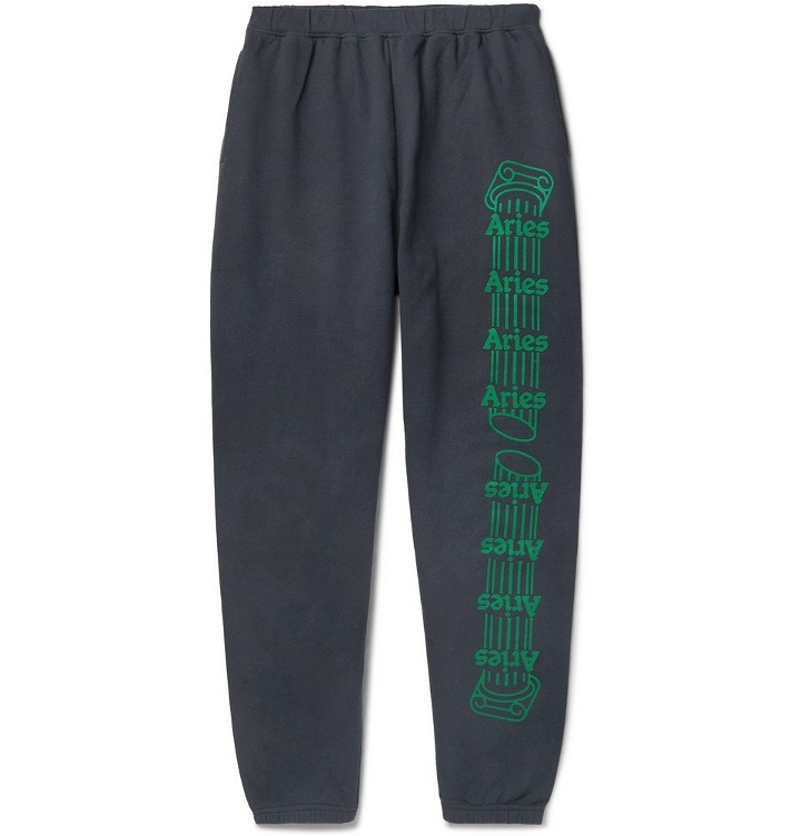 Photo: Aries - Logo-Print Fleece-Back Cotton-Jersey Sweatpants - Black