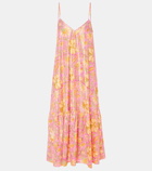 Juliet Dunn Floral cotton lamé midi dress