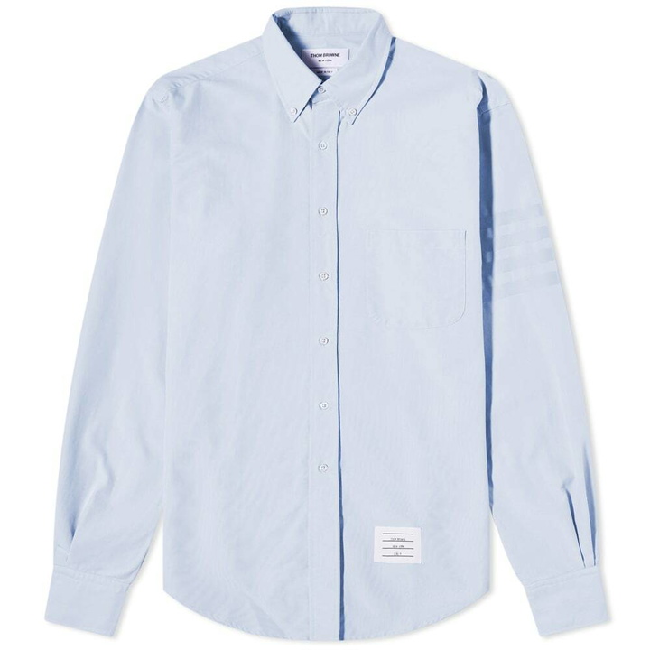 Photo: Thom Browne Men's 4 Bar Button Down Oxford Shirt in Light Blue