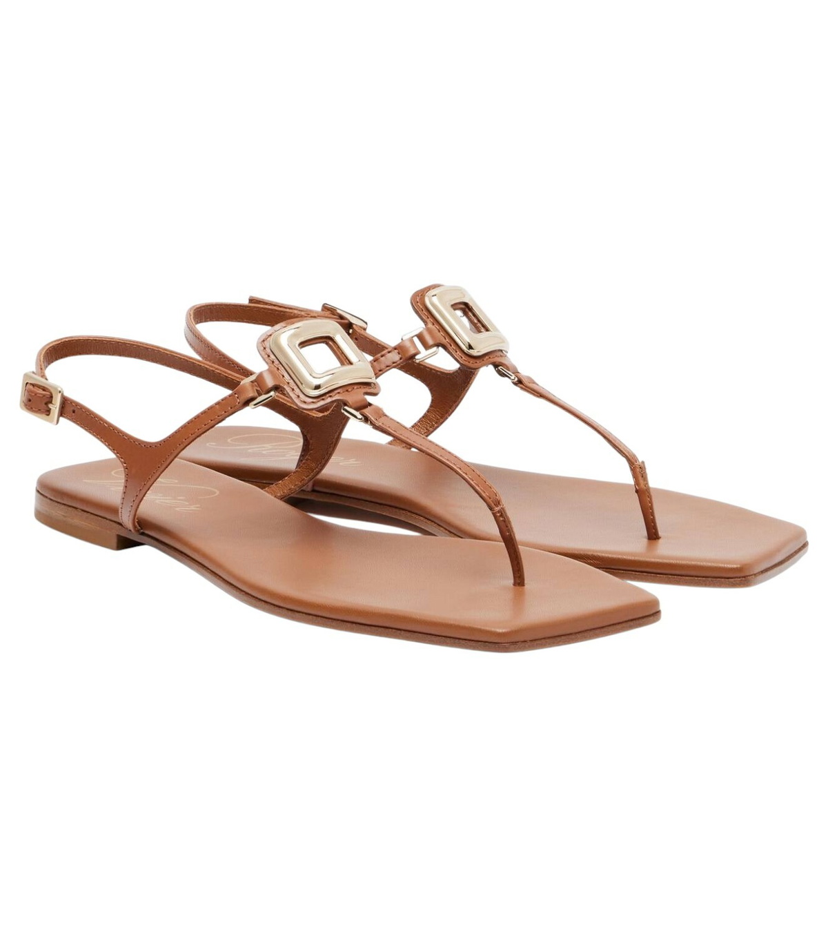 サンダル・ミュール ROGER VIVIER VIV BY THE SEA LEATHER THONG SANDALS Viv' By The Sea leather thong sandals in gold - Roger Vivier