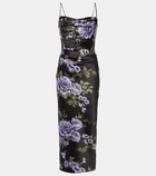 Carolina Herrera Floral draped satin midi dress