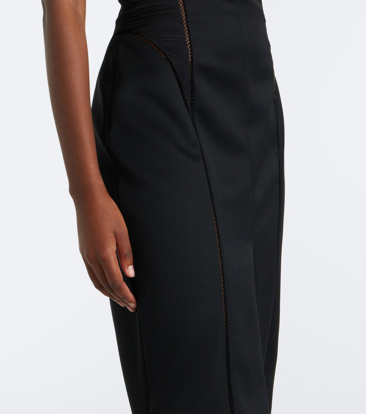 McQueen Paneled ruched wool cocktail dress