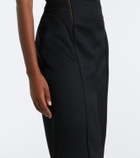 McQueen Paneled ruched wool cocktail dress