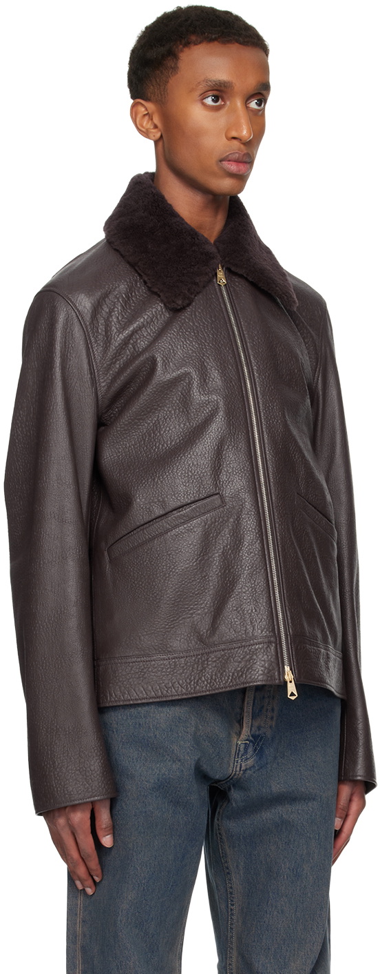 Paul Smith Purple Grained Leather Jacket Paul Smith