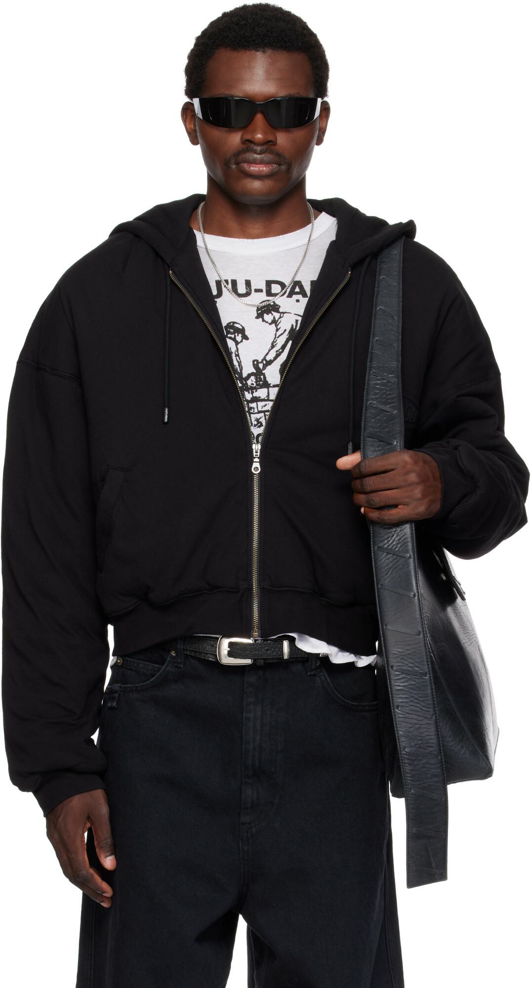 LU'U DAN Black Wadded Hoodie