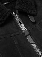 TOM FORD - Leather-Trimmed Shearling Flight Jacket - Black