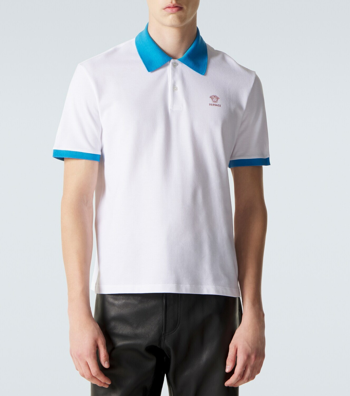 Versace Printed cotton piqué polo shirt