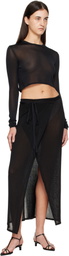 The Frankie Shop Black Kazel Cropped Thin Knit T-shirt