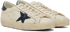 Golden Goose Beige & Navy Super-Star Classic Sneakers