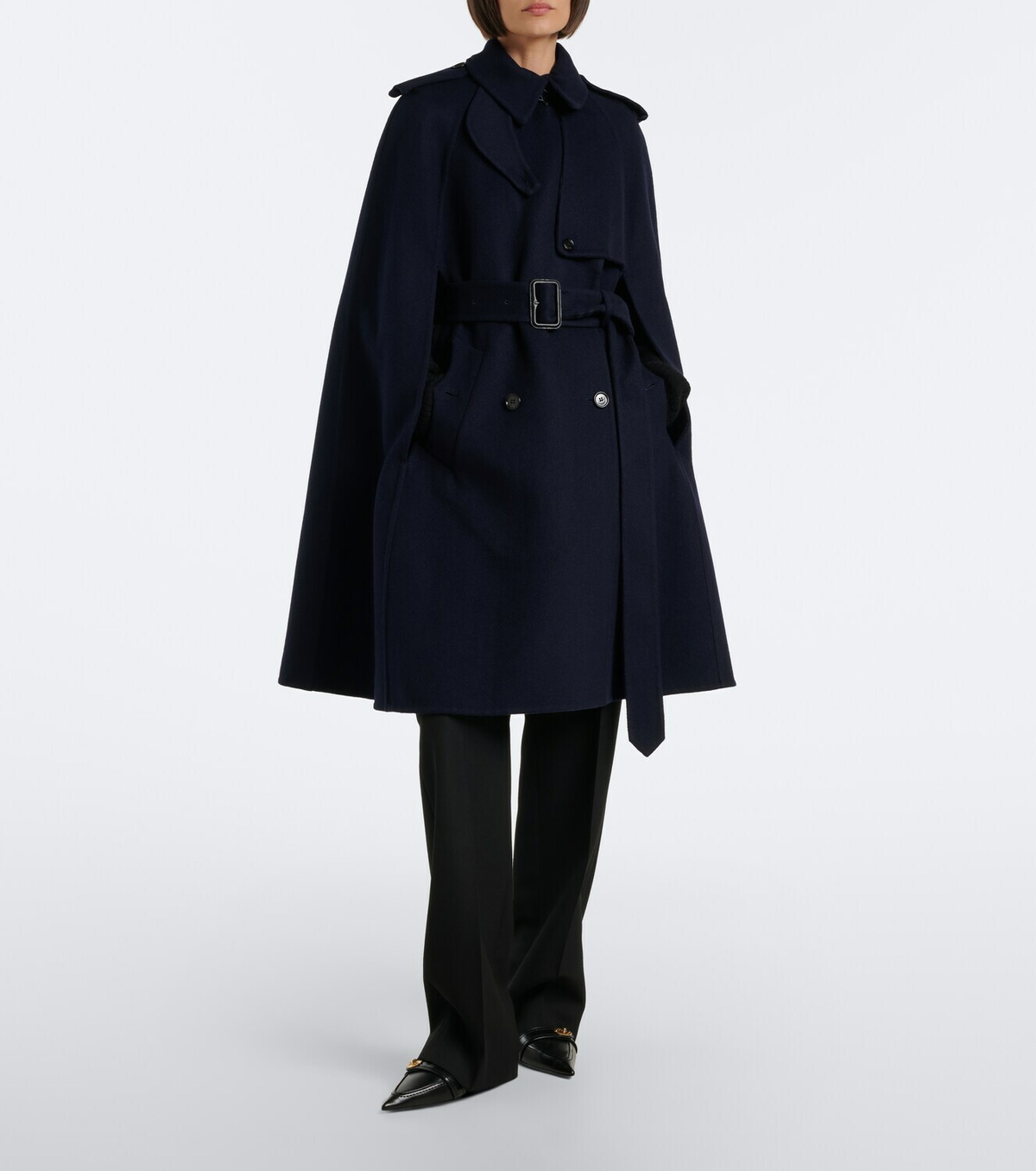Burberry Burberry Check belted wool cape