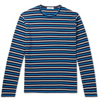 Mr P. - Striped Japenese Cotton T-Shirt - Blue