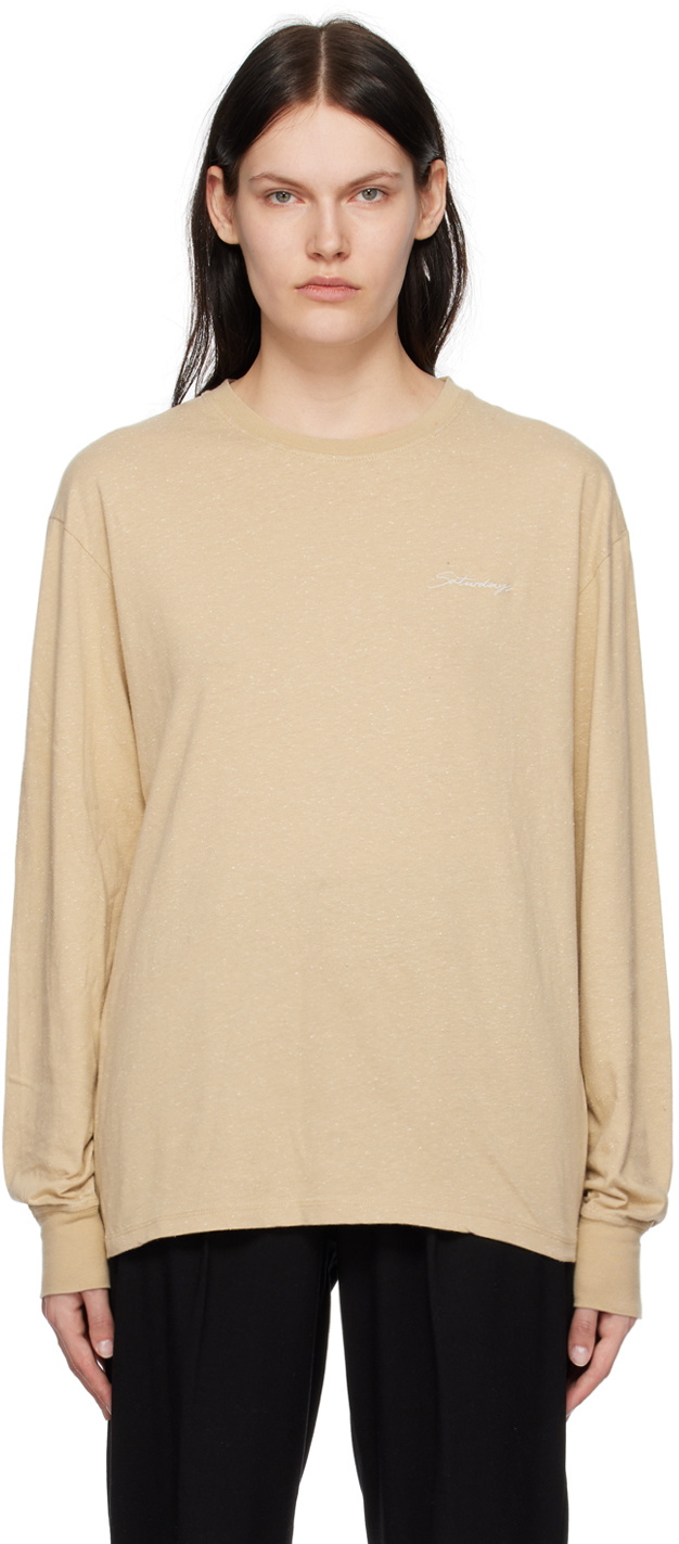 Saturdays NYC Khaki Chain Script Long Sleeve T-Shirt