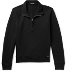 TOM FORD - Garment-Dyed Fleece-Back Cotton-Jersey Half-Zip Sweatshirt - Black