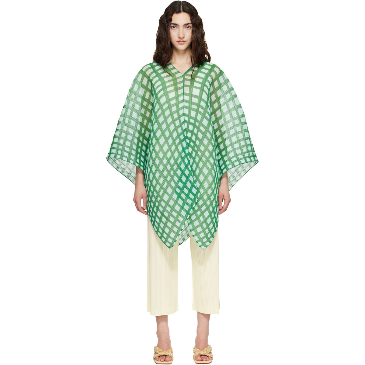 PLEATS PLEASE ISSEY MIYAKE Green Basket Madame-T Scarf