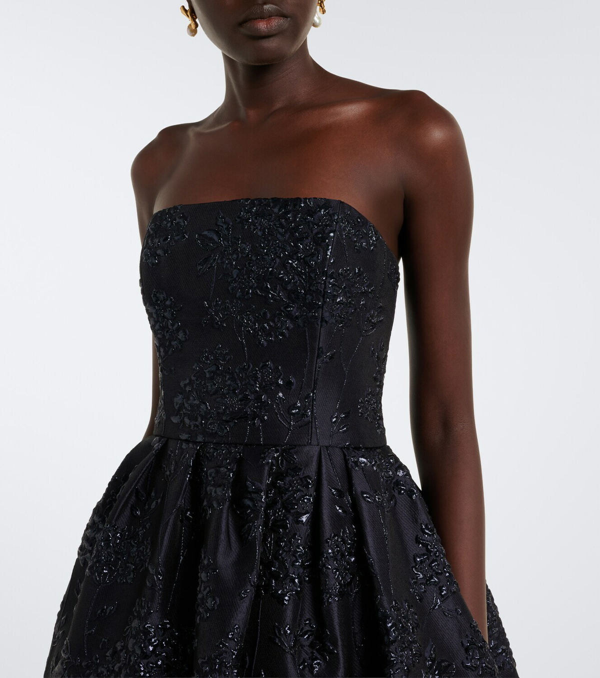 Carolina Herrera Floral jacquard bustier cocktail dress