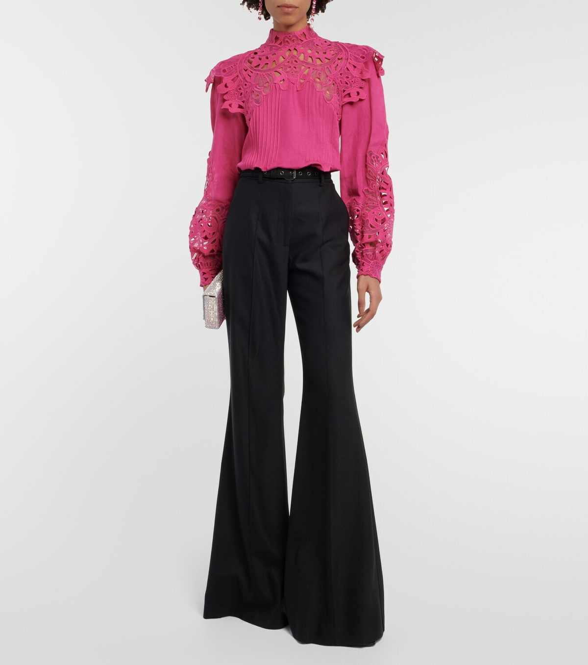 Costarellos Mika broderie anglaise linen-blend blouse