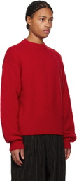 AMOMENTO Red Fluffy Brushed Knit Sweater