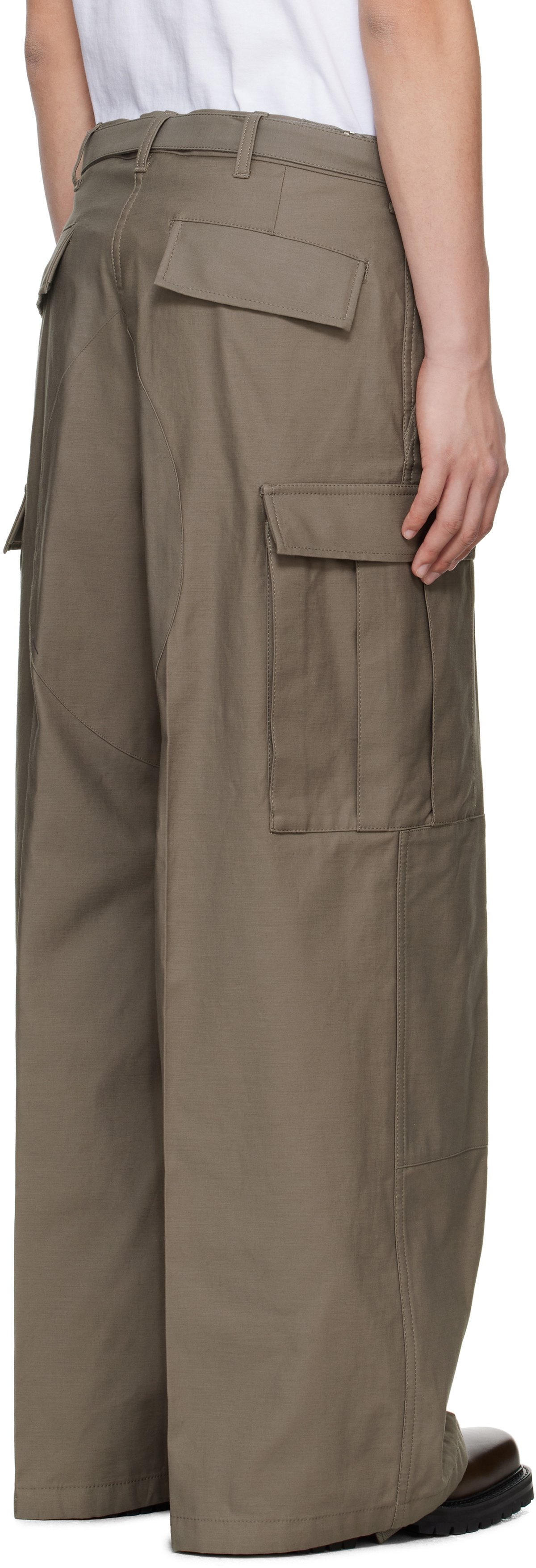 sacai Taupe WTAPS Edition Cotton Back Satin Cargo Pants Sacai