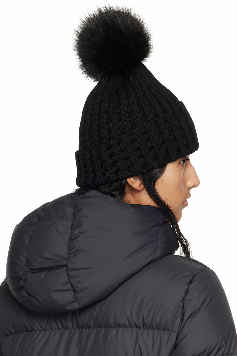 MONCLER ブラック ビーニー Moncler Black Pom Pom Beanie Moncler